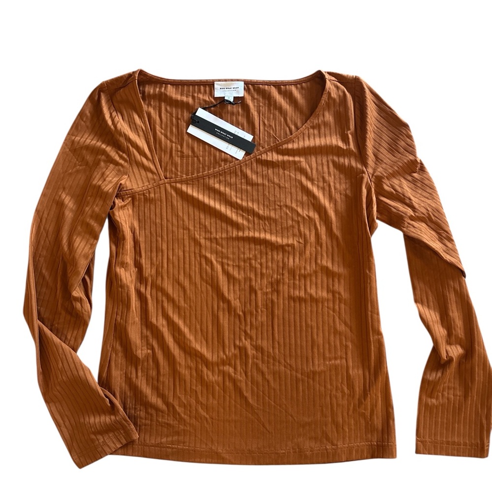 Who What Wear Rust Long Sleeve Blouse